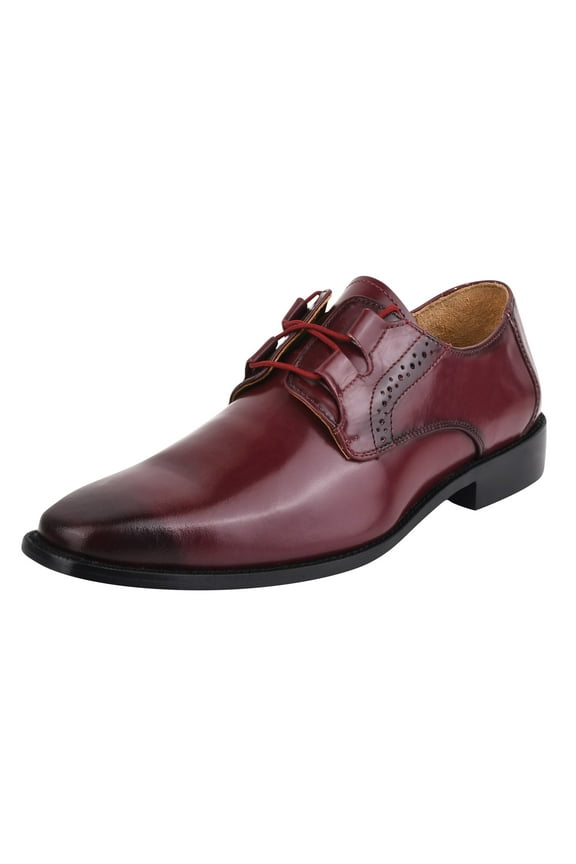 Men Leather Formal Oxford Dress Shoes, Burgundy, 10.5