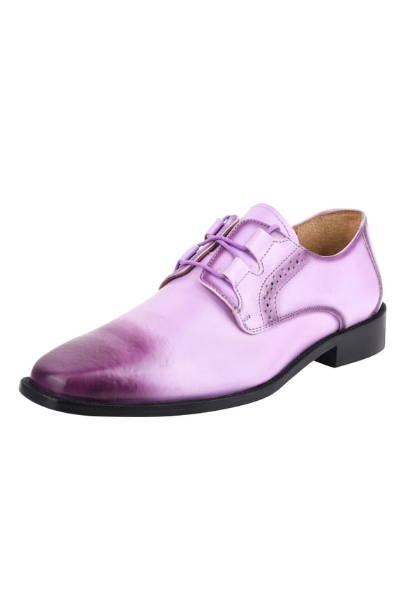 Men Leather Formal Oxford Dress Shoes, Purple, 12