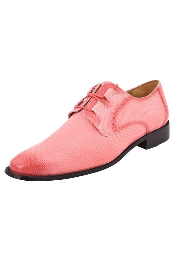 Men's Classic Formal Oxford Shoes Lace up Leather Dress Shoes, Pink