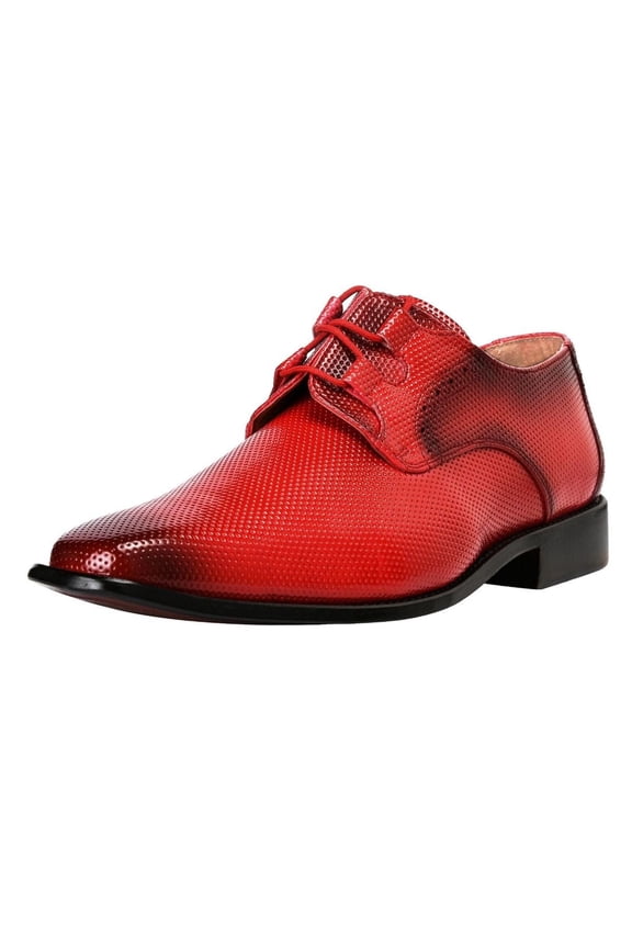 Men's Classic Formal Oxford Shoes Lace up Leather Dress Shoes, Red