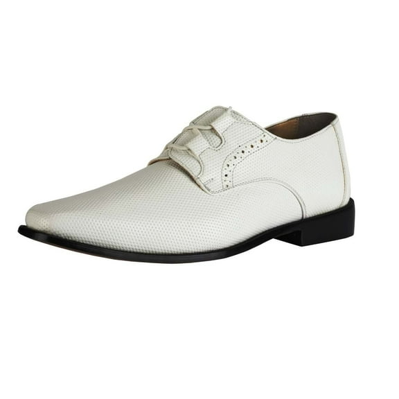 LIBERTYZENO Men's Classic Formal Oxford Shoes Lace up Leather Dress Shoes, White