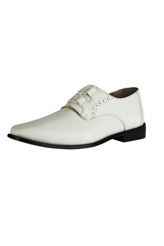 Men's Classic Formal Oxford Shoes Lace up Leather Dress Shoes, White