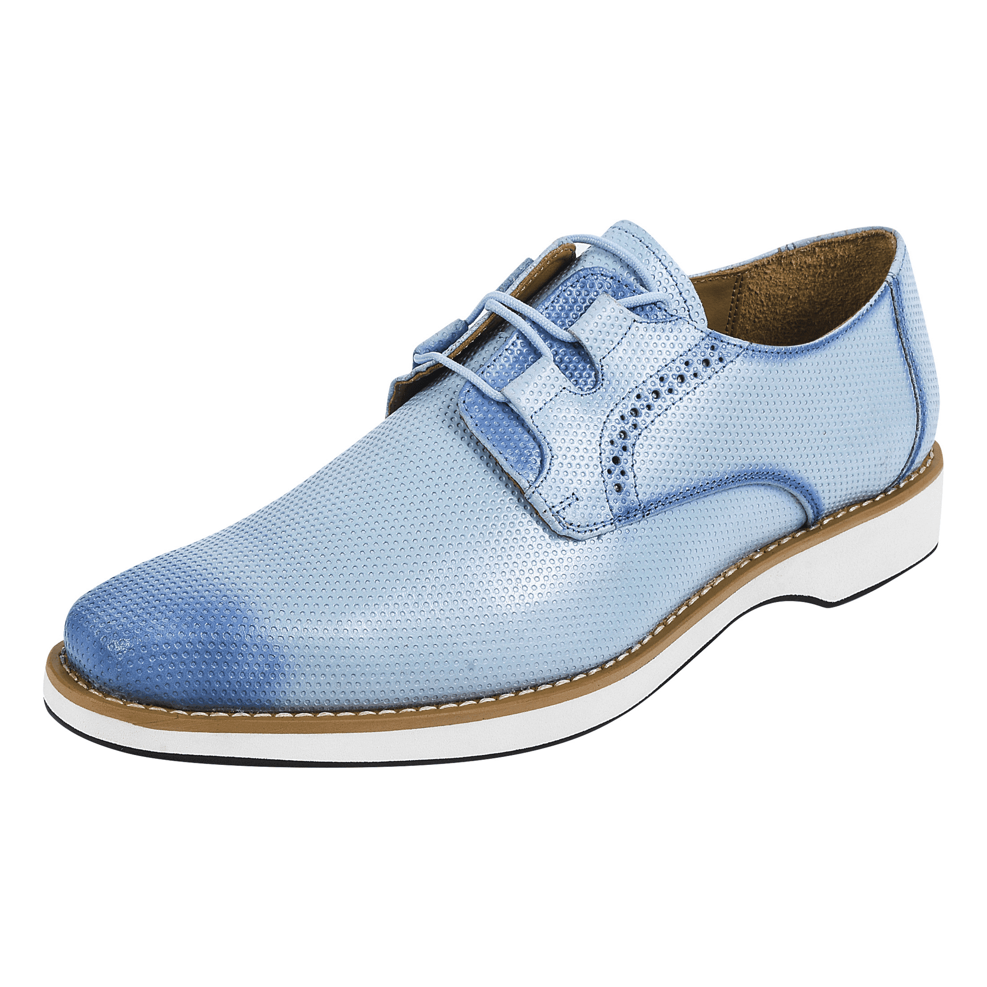 mens sky blue dress shoes Giovanni Alford Light Blue Genuine Calfskin Derby Lace-Up Shoes 8.5