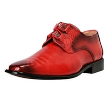LIBERTYZENO Men's Classic formal Oxford Shoes Lace Up Leather Dress Shoes, Red