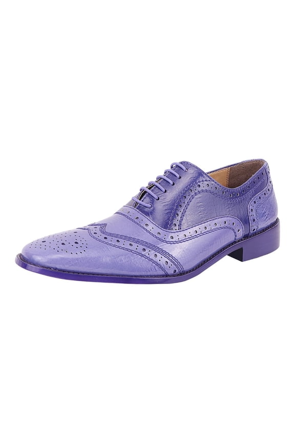 Men's Eel Print Wingtip Brogue Dress Shoes