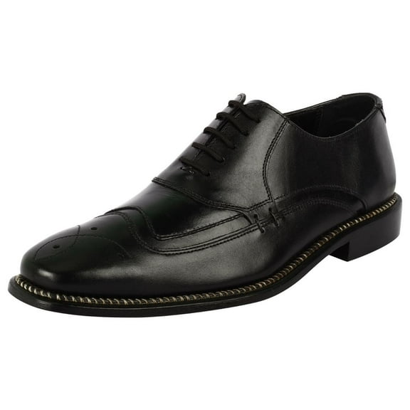 LIBERTYZENO Men's Oxford Leather Semi Brogue Lace Up Dress Shoes