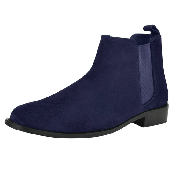 LIBERTYZENO Mens Chelsea Ankle Boots Suede Leather Waterproof Slip on Dress Shoe, Navy