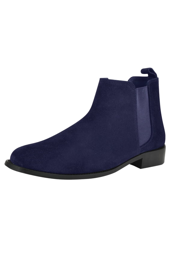 Mens Chelsea Ankle Boots Suede Leather Waterproof Slip on Dress Shoe, Navy