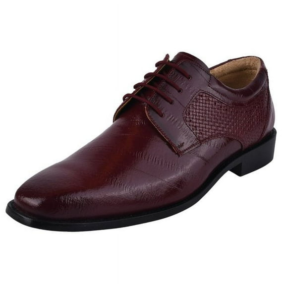 LIBERTYZENO Mens Classic Eel Print Genuine Leather Formal Oxford Shoes, Burgundy