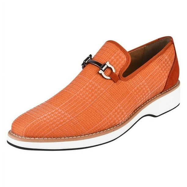 LIBERTYZENO Mens Classic Formal Shoes Slip On Loafers, Orange