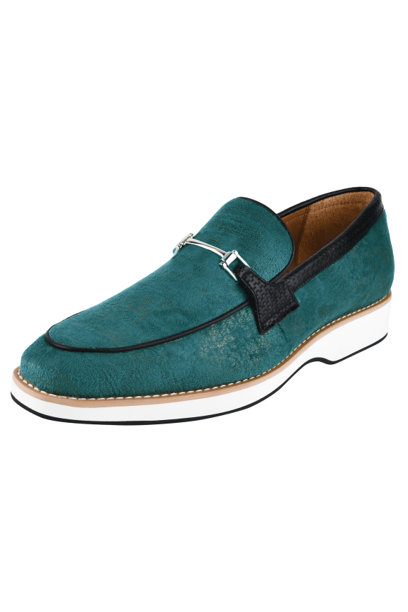 Mens Classic Formal Slip On Loafers, Teal
