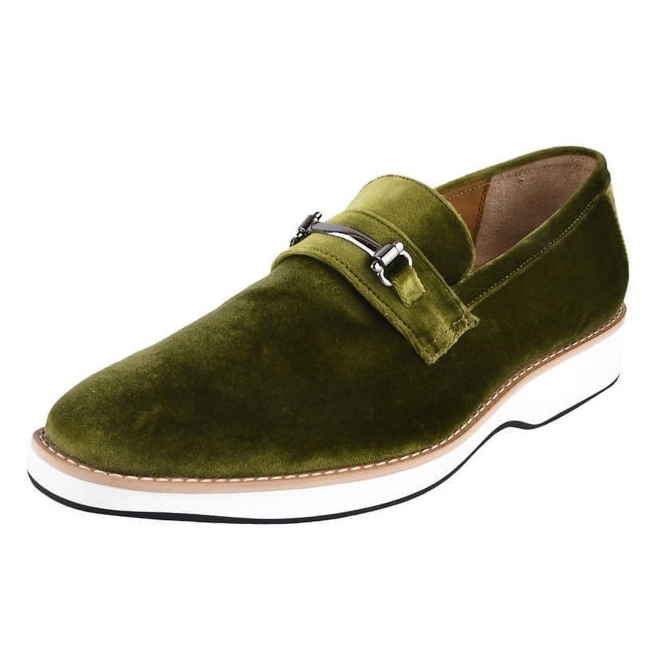 LIBERTYZENO Mens Classic Velvet slip on Loafer Shoes Olive  display picture 3