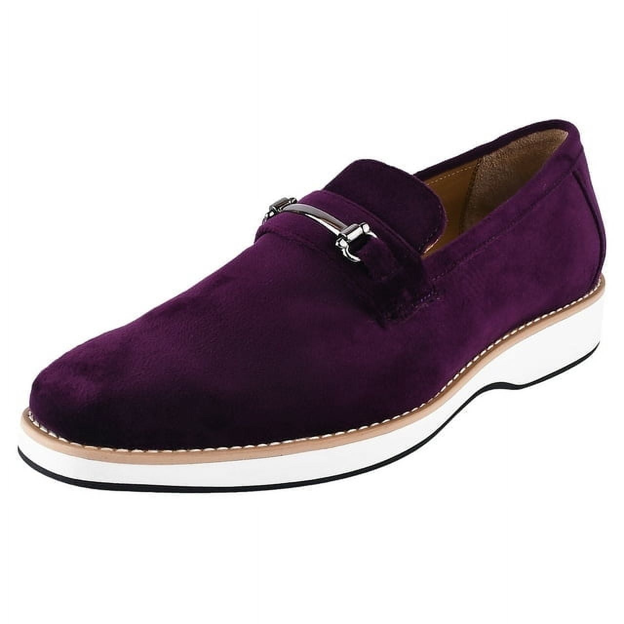LIBERTYZENO Mens Classic Velvet slip on Loafer Shoes Purple 