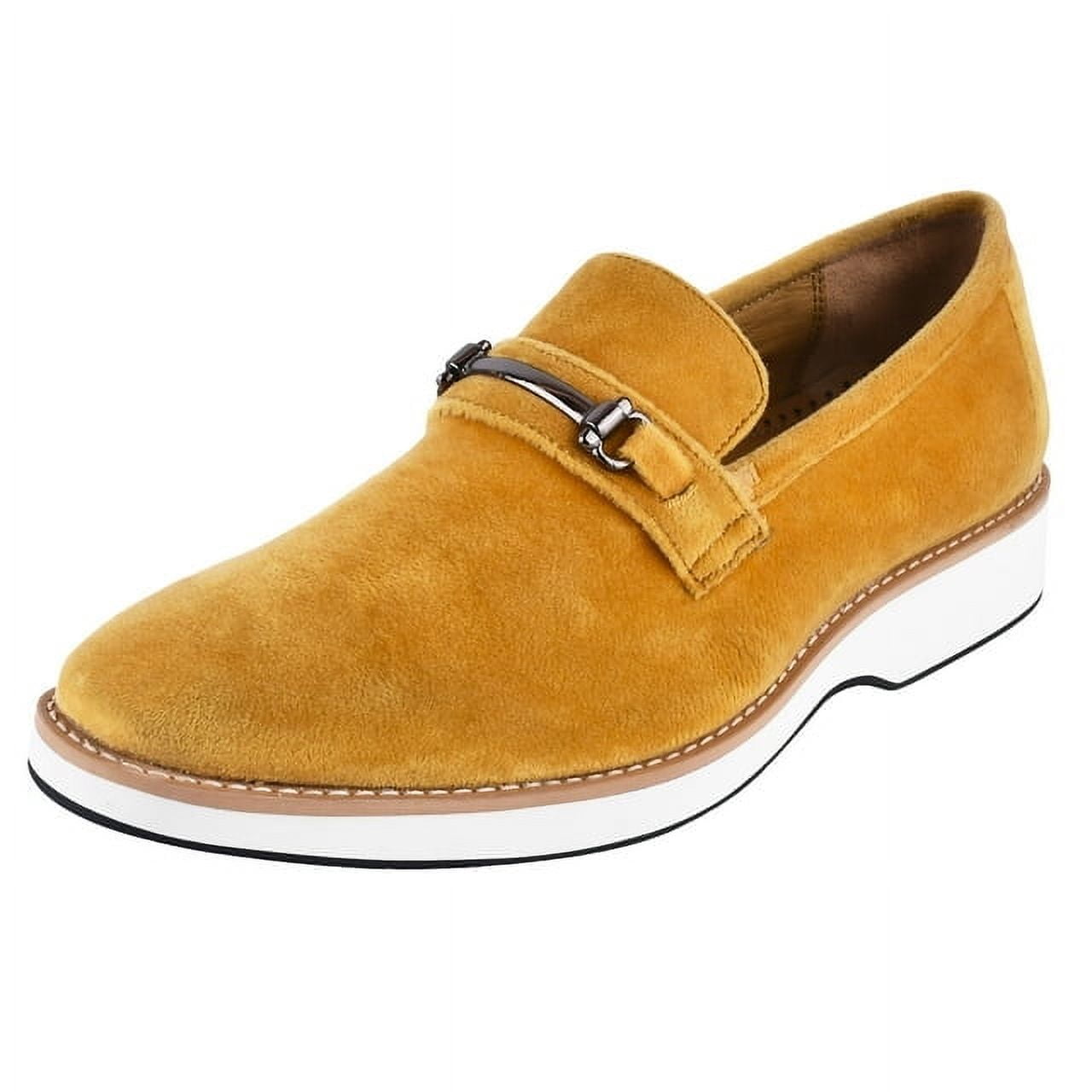 LIBERTYZENO Mens Classic Velvet slip on Loafer Shoes Yellow  display picture 1