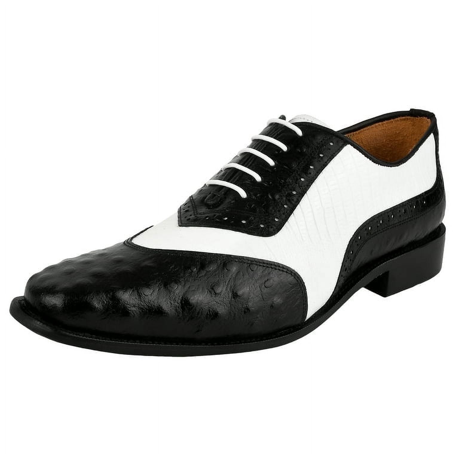 NEW Men\'s 9.5 Genuine Leather Oxfords w/ Faux Ostrich Pattern Dress Shoes‎ Lace Roy Ostrich Leather Perforated Toe Casual Oxford Dress Shoes  main image 3