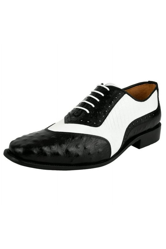 Mens Finest Leather Lace Up Oxford Dress Shoe Ostrich Print Wedding Shoes 9