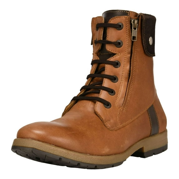 LIBERTYZENO Mens Genuine Cow Leather Winter Casual Boots, Black