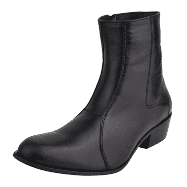 LIBERTYZENO Mens Genuine Leather Ankle Boots Side Zipper Mens Dress Boots, Black