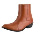 thumbnail image 1 of LIBERTYZENO Mens Genuine Leather Ankle Boots Side Zipper Mens Dress Boots, Tan, 7, 1 of 8