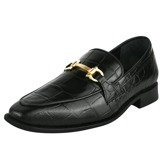 LIBERTYZENO Mens Genuine Leather Classic Slip On Loafers shoes, Black