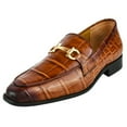thumbnail image 1 of LIBERTYZENO Mens Genuine Leather Classic Slip On Loafers shoes, Cognac, 1 of 7
