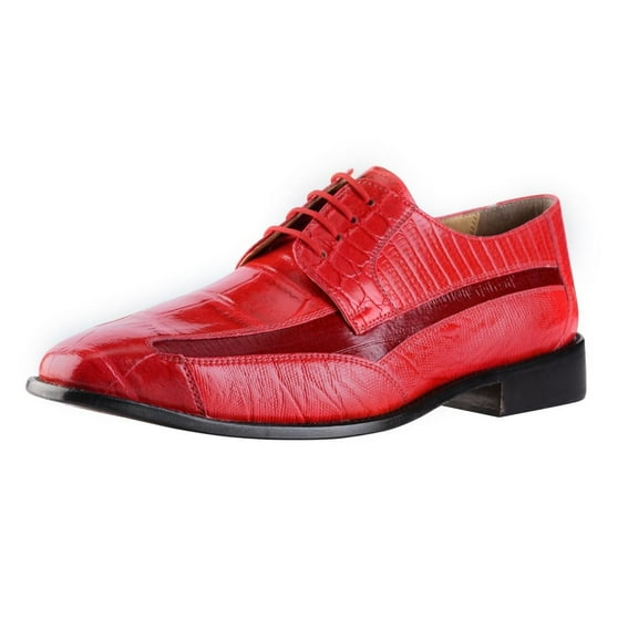 LIBERTYZENO Mens Genuine Leather Formal Oxford Dress Shoes, Red, 10.5