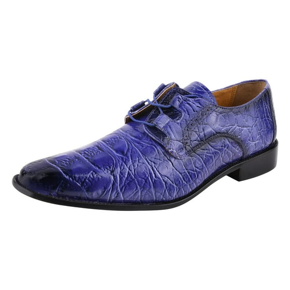 LIBERTYZENO Mens Genuine Leather Hornback Print Dress Shoes, Purple