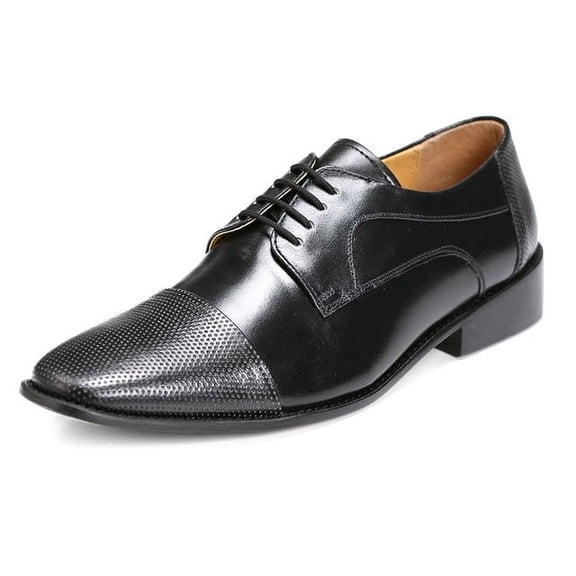 LIBERTYZENO Mens Genuine Leather Male Oxford Style Lace Up Dress Shoes, Black