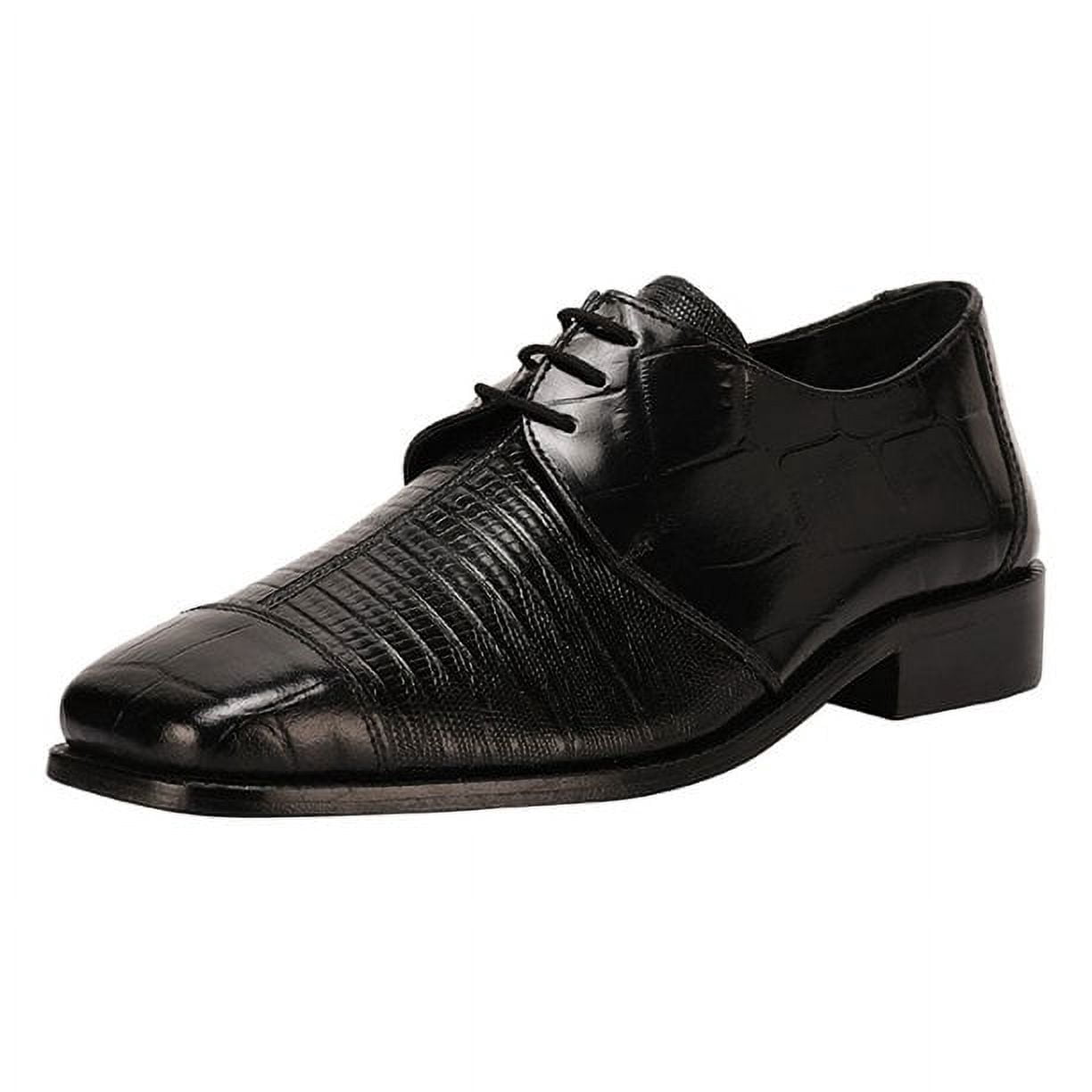 Men's Leather Lace Up Dress Shoes, Perfect for the Office in All Black (Democritus Style)