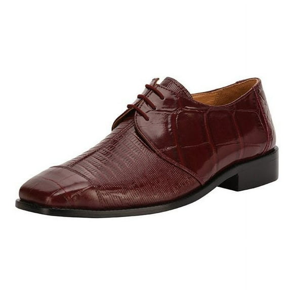 LIBERTYZENO Mens Genuine Leather Male Oxford Style Lace Up Dress Shoes, Burgundy