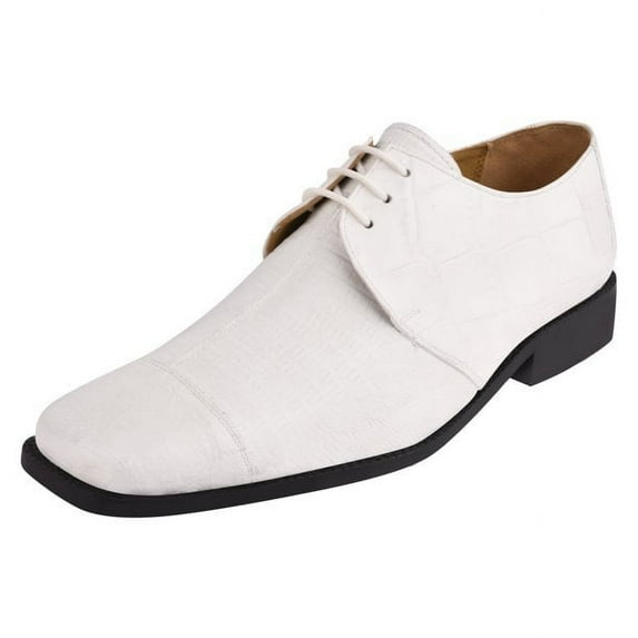 LIBERTYZENO Mens Genuine Leather Male Oxford Style Lace Up Dress Shoes, White