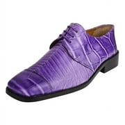 LIBERTYZENO Mens Genuine Leather Male Oxford Style Shoes Lace Up Dress Shoes, Purple
