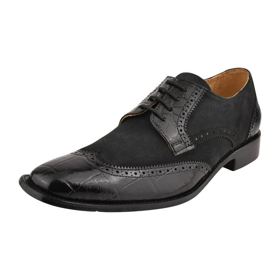 LIBERTYZENO Mens Leather Croco/Suede Printed Oxford Dress Shoes