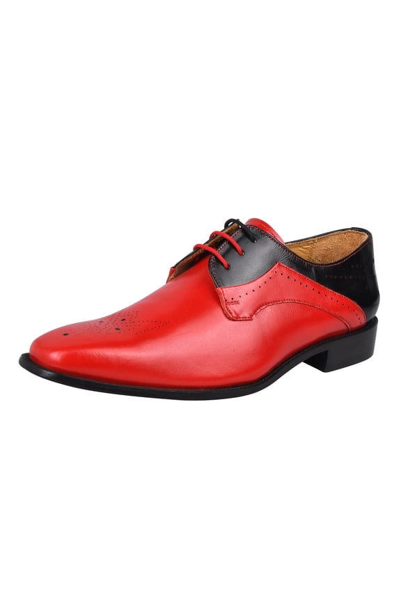 Mens Leather Oxford Dress Shoes, Black/Red