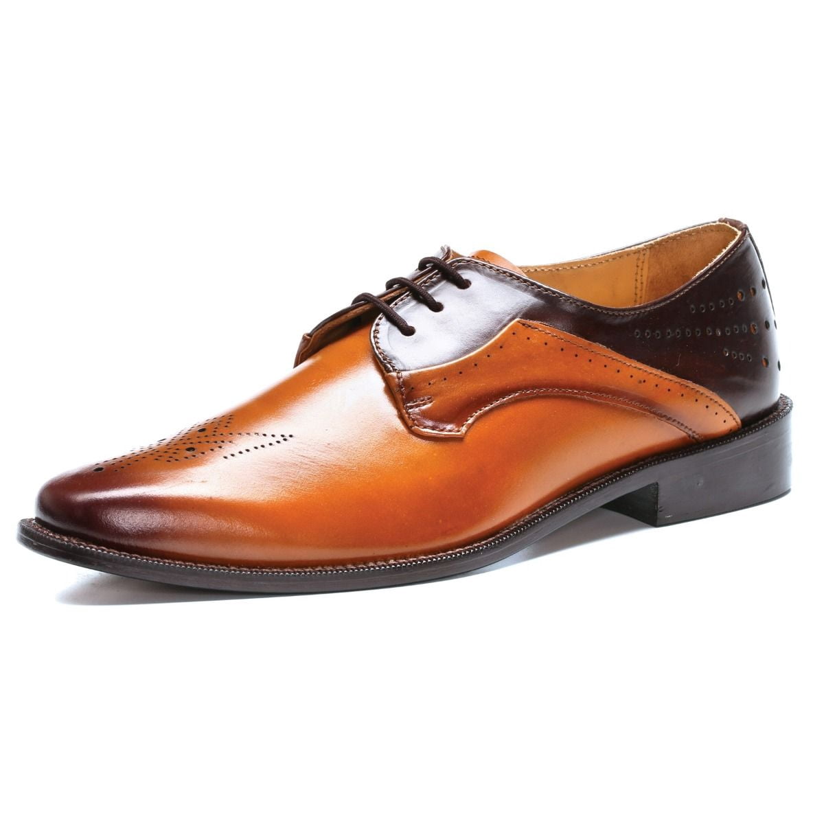 LIBERTYZENO Mens Leather Oxford Dress Shoes, Brown/Tan  display picture 3