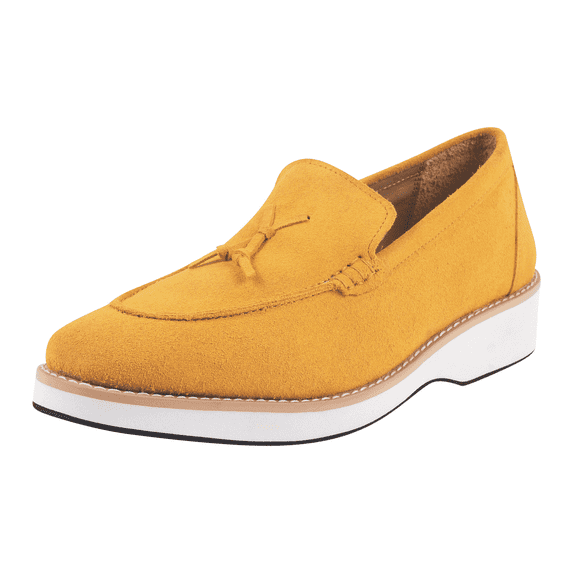 LIBERTYZENO Mens Loafer Dress Shoes Genuine Suede Leather Slip On Tassel Loafer Shoes For Mens Mustard 12