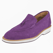 LIBERTYZENO Mens Loafer Dress Shoes Genuine Suede Leather Slip On Tassel Loafer Shoes For Mens Purple 12