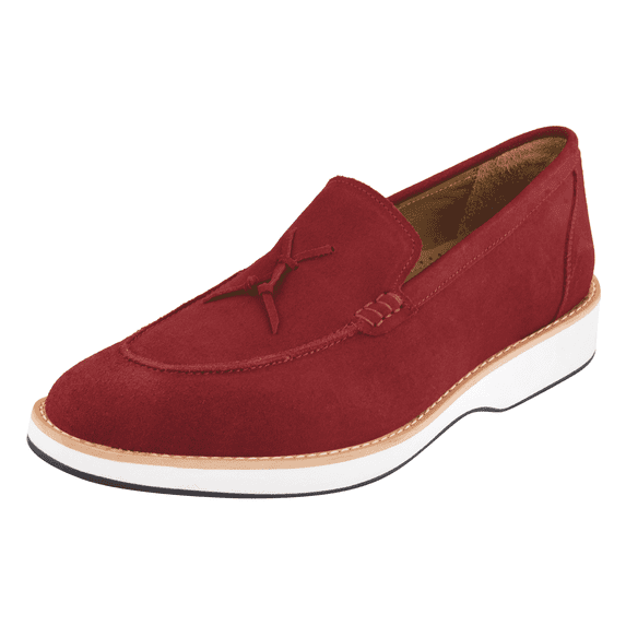 LIBERTYZENO Mens Loafer Dress Shoes Genuine Suede Leather Slip On Tassel Loafer Shoes For Mens Red 13