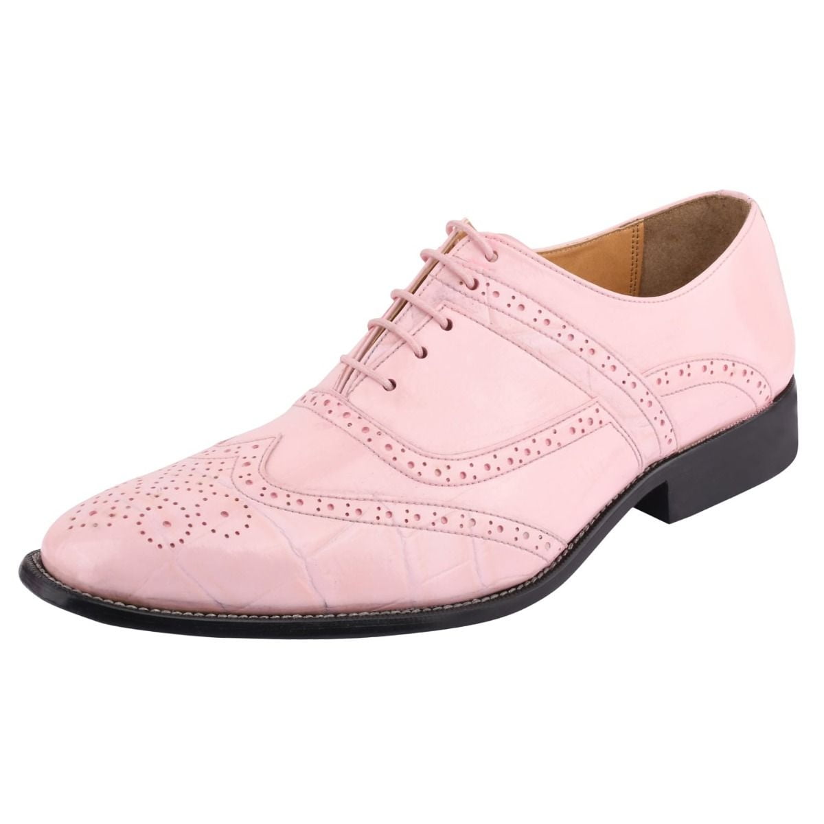 LIBERTYZENO Mens Pink Leather Oxford Dress Shoes Hornback Print Male ...