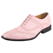 LIBERTYZENO Mens Pink Leather Oxford Dress Shoes Hornback Print Male