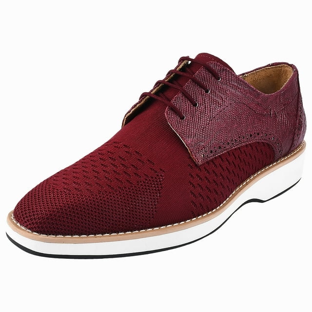 LIBERTYZENO Mens Textile And Genuine Leather Lace-Up Casual Shoes ...