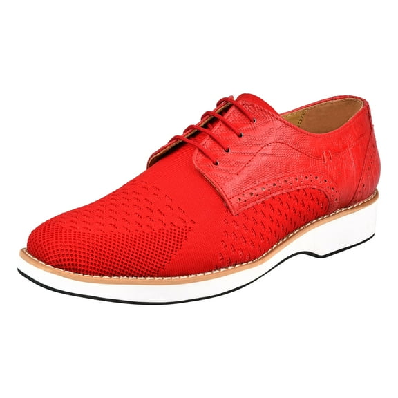 LIBERTYZENO Mens Casual Shoes Textile And Lizard Print Leather Lace-Up Oxford Casual Shoes For Mens Gutta Red 10.5