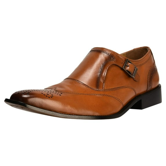 LIBERTYZENO Monk Strap Mens Leather Formal Business Wingtip Brogue Dress Shoes