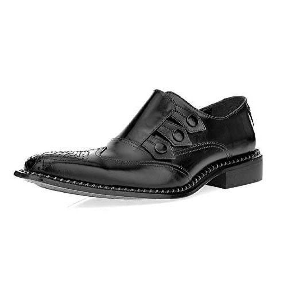LIBERTYZENO Triple Monk Strap Slip-on Mens Leather Formal Wingtip Brogue Dress Shoes - image 1 of 6