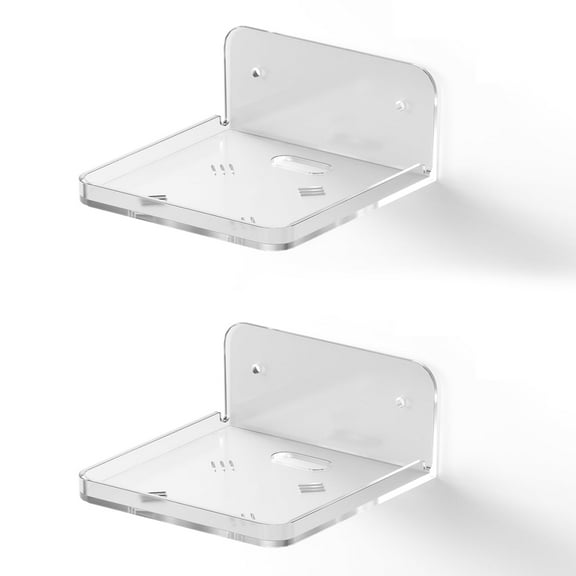 LIBOER Floating Shelves Wall Mounted, 4x4" Small Thick Clear Wall Shelves with Adhesive and Screws, Bathroom Organizer Wall Decor, 2 Pack