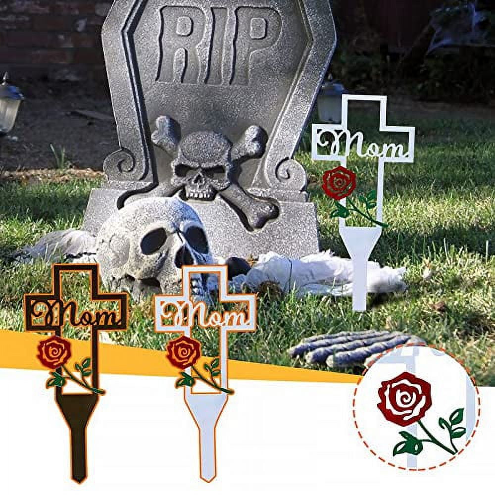 LIBOOI Metal Cross Garden Stake Graveside Decorations For Cemetery ...