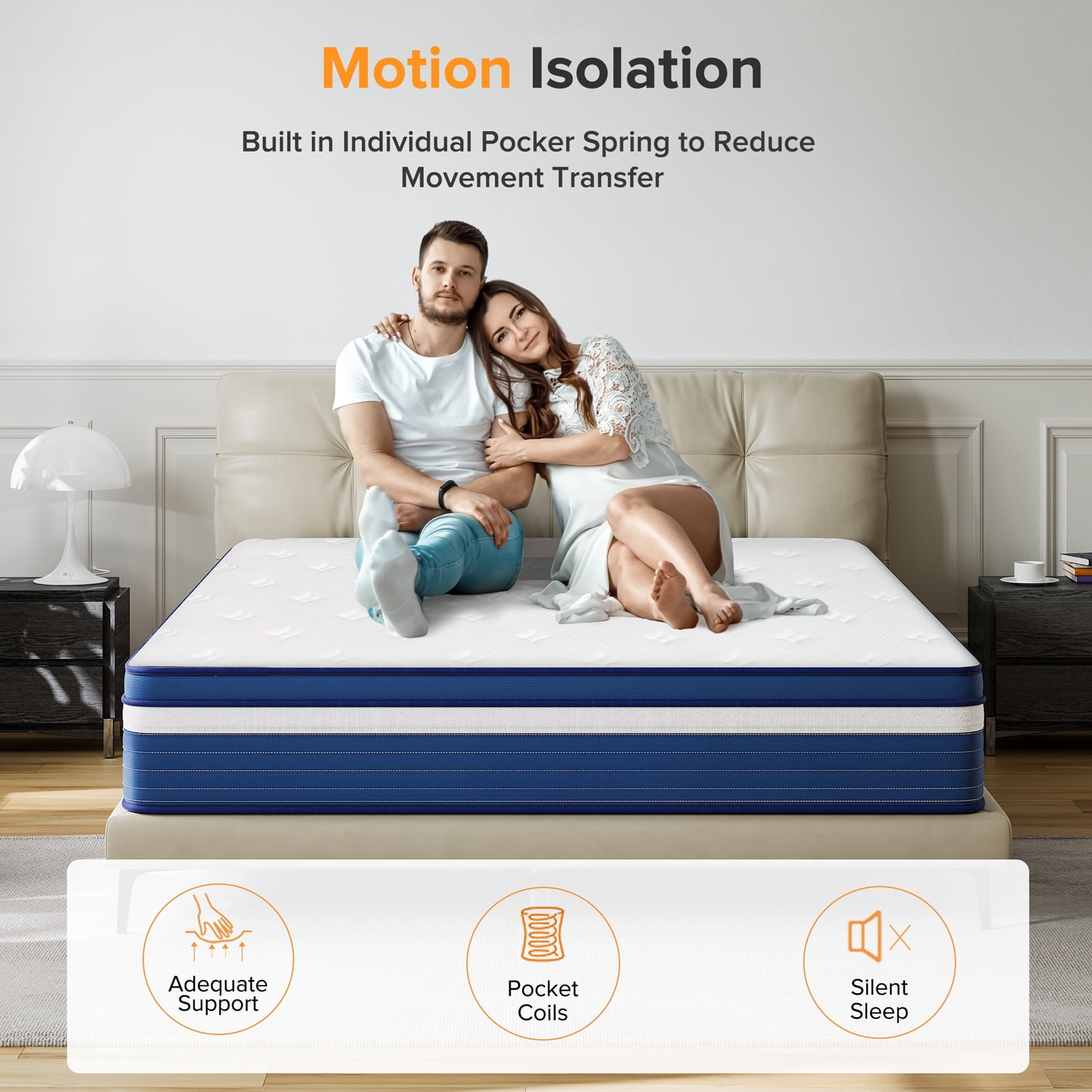 LIBORIA Queen Mattress,10 inch Medium Memory Foam Mattress In a Box , Edge Support, Motion Isolation, Pressure Relief,