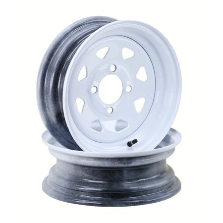LIBRA 12 x 4 Trailer Wheels 4 Lug on 4" Bolt Pattern White Spoke, Set 2-17026