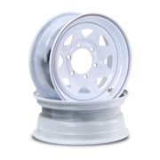 LIBRA 15 x 6 Heavy Duty Trailer Wheels 6 Lug on 5.5" Bolt Pattern 3525lbs LCC White Spoke, Set 2-17056