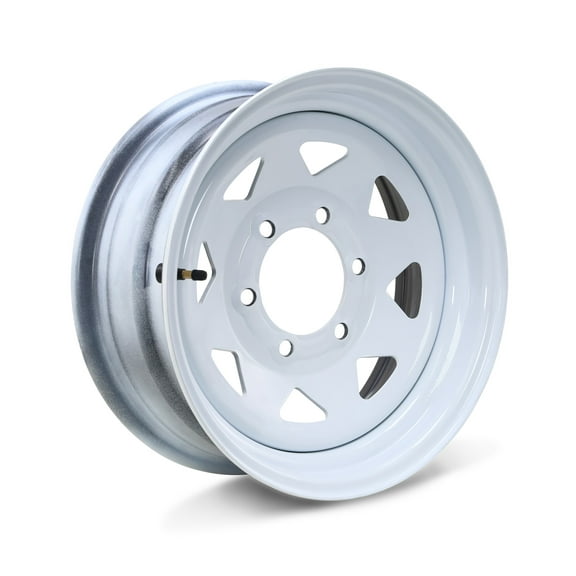 LIBRA 15 x 6 Trailer Wheel 6 Lug on 5.5" Bolt Pattern White Spoke -17012